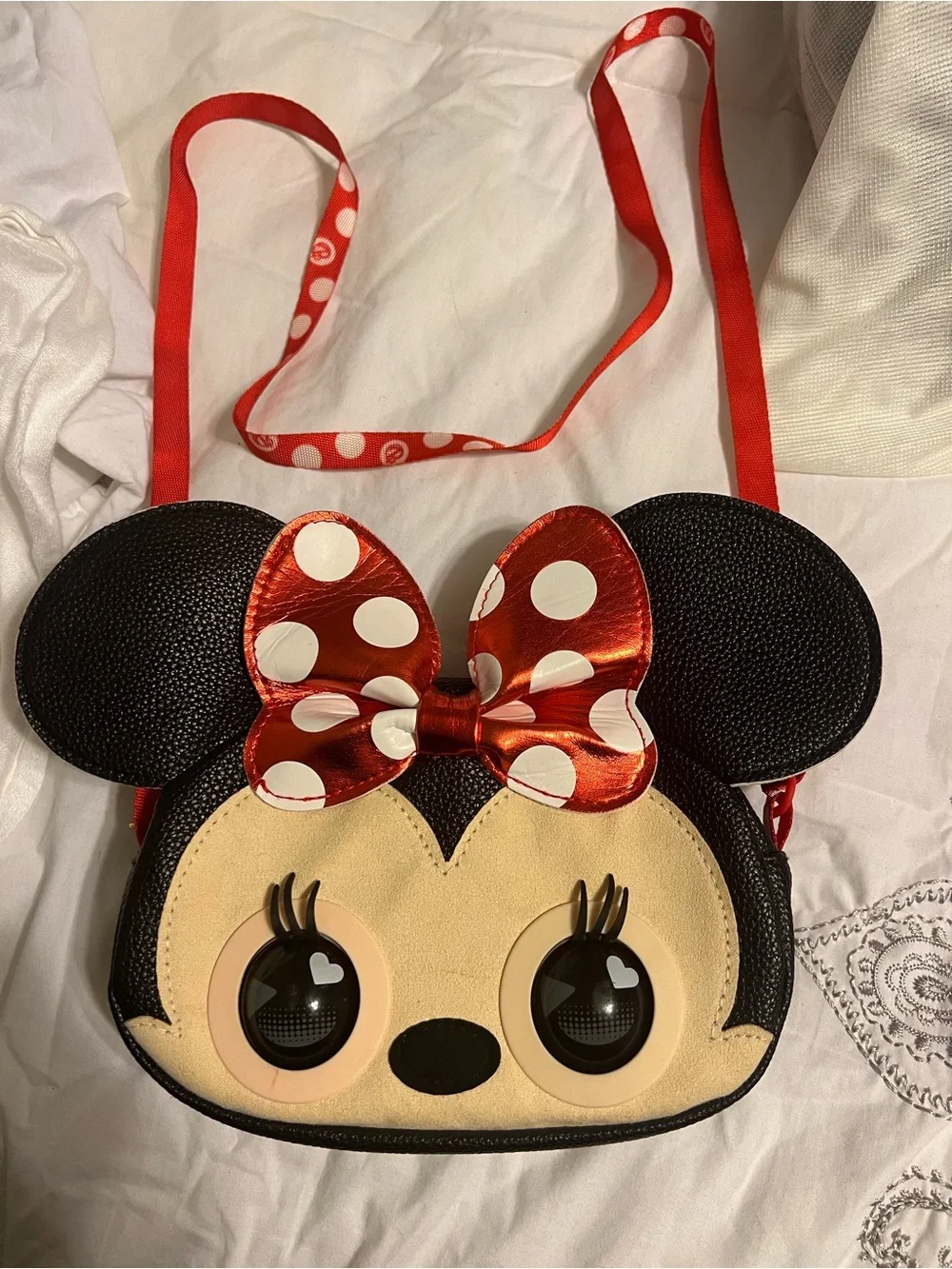 Minnie Mouse Kids Crossbody Bag with Red Polka Dot Bow